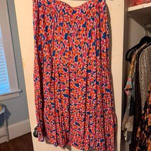 Skies Are Blue Bright Floral Maxi Skirt in Pink & Blue